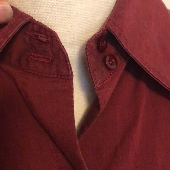 Maroon Button Down Long-Sleeve Blouse - Picture 6 of 14